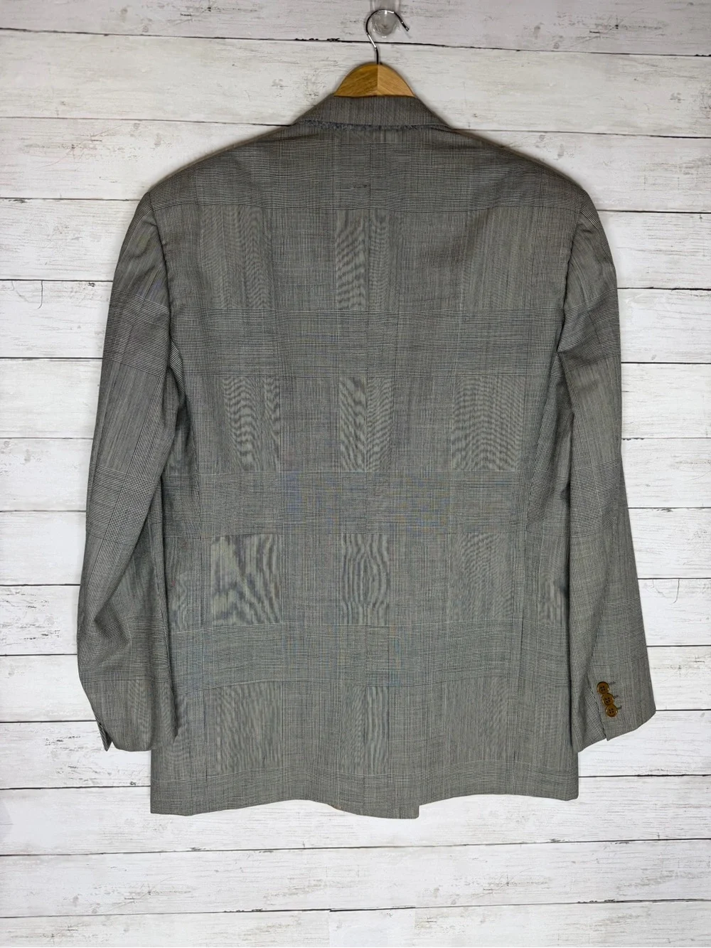 Vintage Valentino Boutique Blazer Mens 52 Wool Double Breasted Plaid Italy